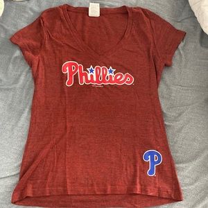 Phillies V Neck T Shirt MLB